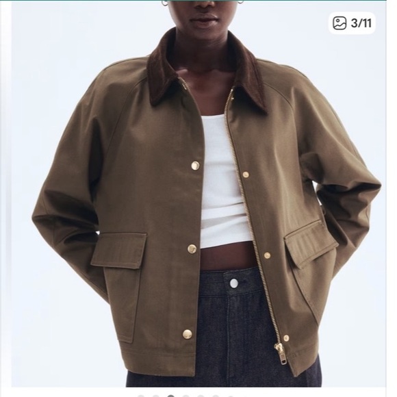 H&M Tan Barn Jacket with Brown Collar - Picture 4 of 4